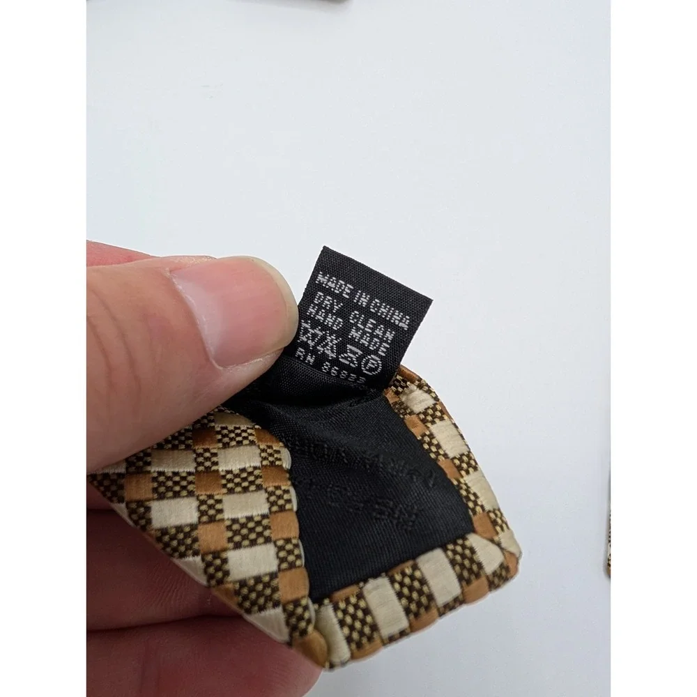 Bergamo New York Tie Mens One Size Rose Gold Geometric Squares Handmade